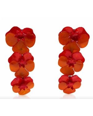 Michael Nash Jewelry Meadow Drop Floral Earrings - Red