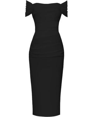 ALINA CERNĂTESCU Zeya Drapped Classic With Short Bolero Sleeves Dress - Black