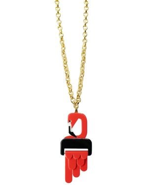 Gissa Bicalho Handmade Acrylic Necklace Flamingo Geranio - Red