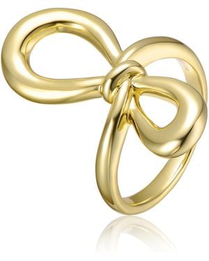 Genevive Jewelry Rachel Glauber Plated Bow-Tie Ribbon Infinity Knot Ring - Metallic