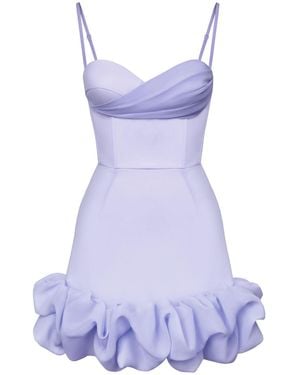 POST MERIDIEM Draped Ruffle Mini Bustier Dress - Purple