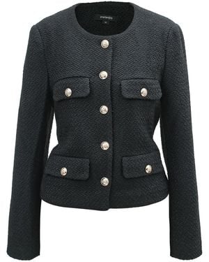 Smart and Joy Wool And Golden Buttons Short Jacket - Black