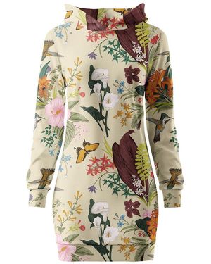 Aloha From Deer Neutrals Nature Oversize Hoodie Dress - Metallic