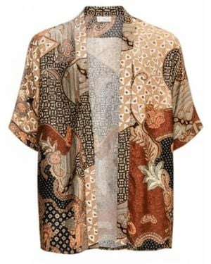 ORIGIN OF HEARTS Neutrals Enari Relaxed-Fit Satin Kimono Shirt - Brown