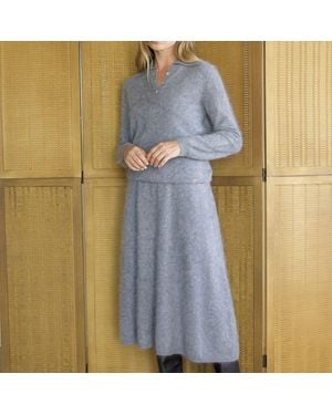 Bel Cashmere Madison Brushed Cashmere Skirt - Blue