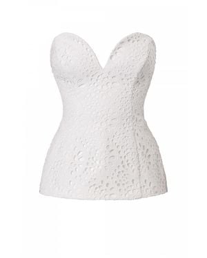 AGGI by HALEWSKI Lamia Off Embroidered Lace Corset Top - White