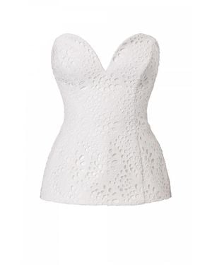 AGGI by HALEWSKI Lamia Off Embroidered Lace Corset Top - White