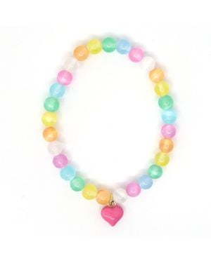Shar Oke Heart Charm & Selenite Beaded Bracelet - Green