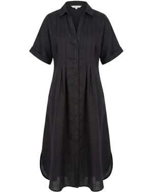 Adrift Clothing Bridget Linen Pleated Dress - Black