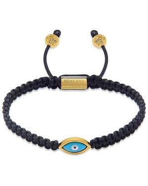 Nialaya String Bracelet With Evil Eye - Blue