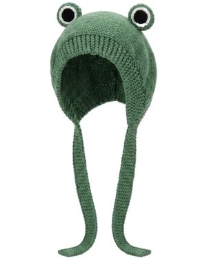 Ana Chic Frog Handmade Knitted Bonnet Hat - Green