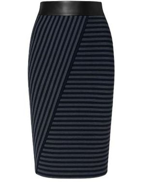 Conquista Midi Pencil Skirt Stripped - Blue