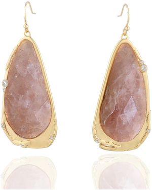Rare Matters Jewelry Fluid Teardrop Strawberry Quartz Statement Earrings - Brown