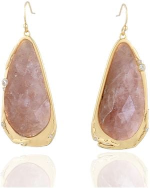 Rare Matters Jewelry Fluid Teardrop Strawberry Quartz Statement Earrings - Brown