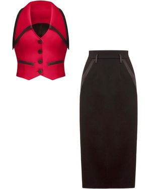 Tia Dorraine Born To Run Waistcoat & Skirt Set - Red
