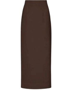 Unum Diem Straight Cut Midi Skirt - Brown