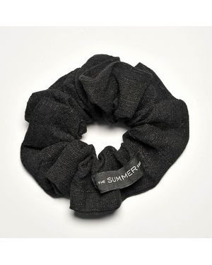 The Summer Edit Luxe Linen Scrunchie - Black