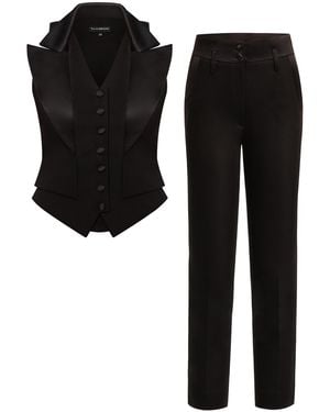 Tia Dorraine Single-Breasted Waistcoat & Tailored Trousers Set - Black