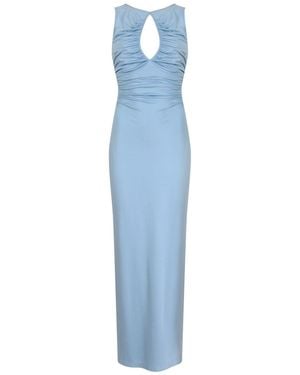 House of Ika Keyhole Ruched Maxi Dress - Blue