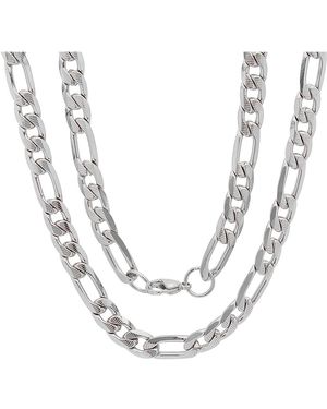 Steeltime Stainless Steel Accented Figaro Necklace Chain - Metallic