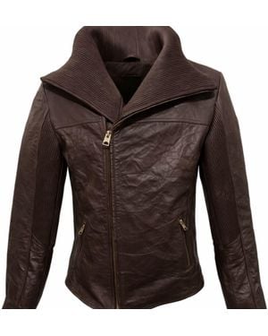 Zasta Studio Armor Zipped Biker Leather Jacket - Gray