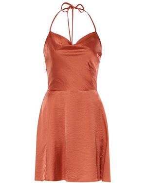 Altera London Backless Satin Slip Mini Dress - Red