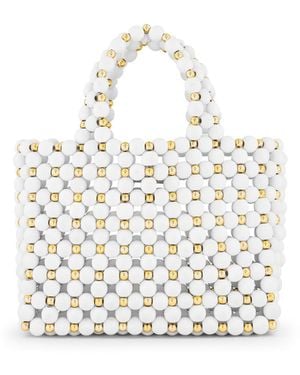 Belyed Handcraft Bayda –Handmade Summer Wooden Bead Handbag By Belyed - White