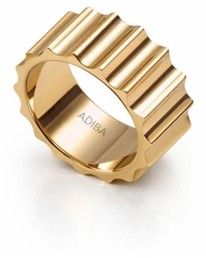 ADIBA Machina Gear Stainless Steel Band Ring - Metallic
