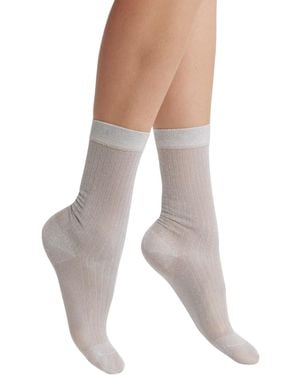 HIGH HEEL JUNGLE by KATHRYN EISMAN Beam Ribbed Lurex Cotton Sock - Grey