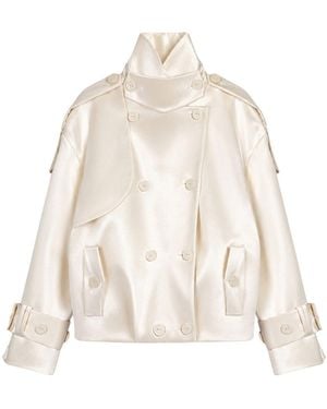 Nocturne Neutrals Oversized Double Breasted Trench Coat - Natural