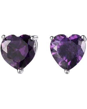 LÁTELITA London Amore Heart Amethyst Stud Earrings - Purple