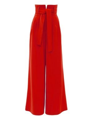 Julia Allert High Waist Long Wide Leg Trousers – - Red