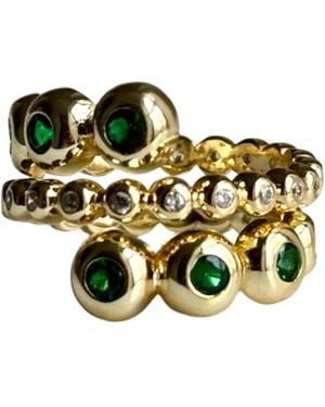 Laura Gray Gilt Sterling Bezel Emerald Crystal Ring - Green