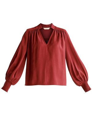 Paisie V-Neck Blouse With Gathered Detail