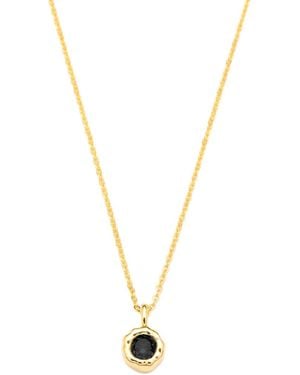 Classicharms Skyler Molten Mini Solitaire Onyx Pendant Necklace - Metallic