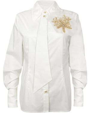 Laines London Laines Couture Tie Shirt With Embellished Shell - White