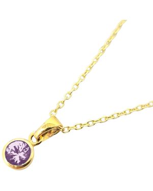 Harfi Mini Round Alexandrite June Birthstone Pendant Necklace - Metallic