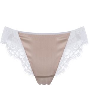 SAETA Paris Neutrals Silk & Cotton Lace Brief - Multicolour