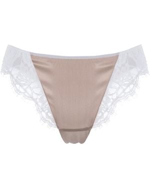 SAETA Paris Neutrals Silk & Cotton Lace Brief - Multicolor