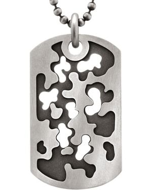 Snake Bones Perforated Camouflage Dog Tag Necklace - White