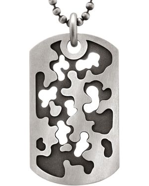 Snake Bones Perforated Camouflage Dog Tag Necklace - White