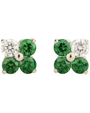 Juvetti Clover Emerald & Diamond Earrings - Green