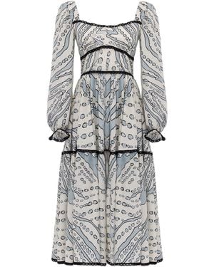 Georgette Soft Waves Midi Dress - Gray