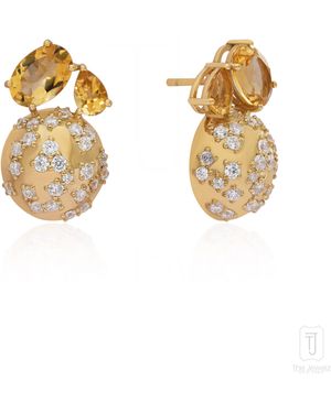 The Jewelz Honey Reverie Citrine Studs Earrings - Metallic