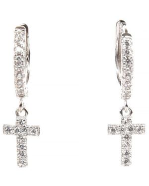 Addicted Neutrals Mut Cross Stud Earrings - White