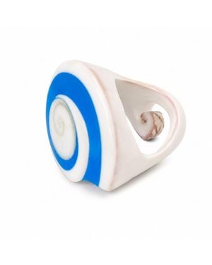 Bellus Domina Spiral Sea Shell Ring - Blue