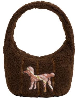 Lost Pattern Pan Pan Half Moon Shearling Bag - Brown