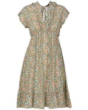 Tantra Spain Sl Short Floral Print Dress With Ruffle Detail, Open Back - Green