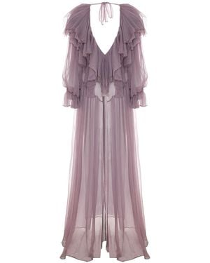 Maison sél Flounce Detailed Maxi Dress - Purple