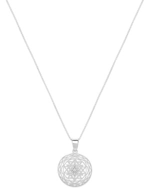 Seven Saints Sri Yantra Supreme Manifestor Necklace, Rhodium Over Sterling - Metallic